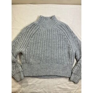 HM Gray Off the Shoulder Chunky Ribbed Knit Wool Blend Sweater Small 09393853‎